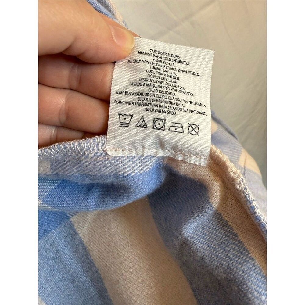 HFX Shacket Shirt Jacket Womens Size S Blue & Cream Plaid Snap Front Cozy - Picture 14 of 15